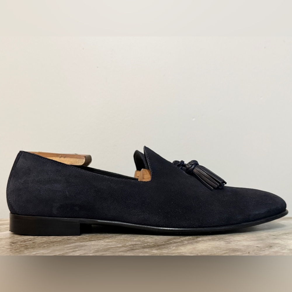 BURBERRY PRORSUM NAVY BLUE SUEDE TASSEL LOAFERS SLIPPERS 44 / 11 US $1000 - Picture 3 of 12